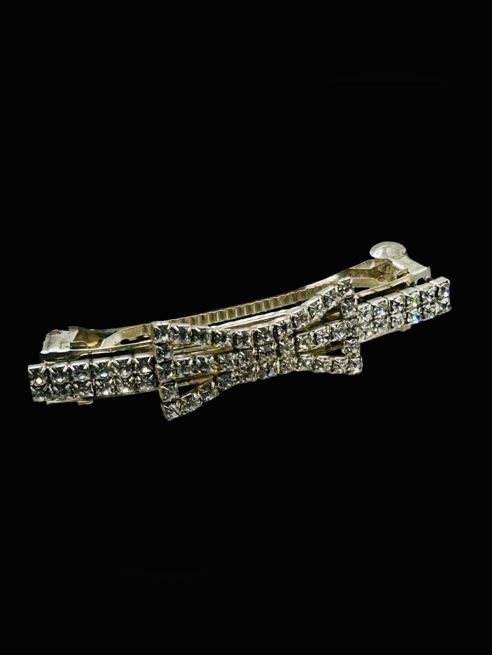 Large Vintage Rhinestone Bow Barrette Wedding Bridal Evening Wear